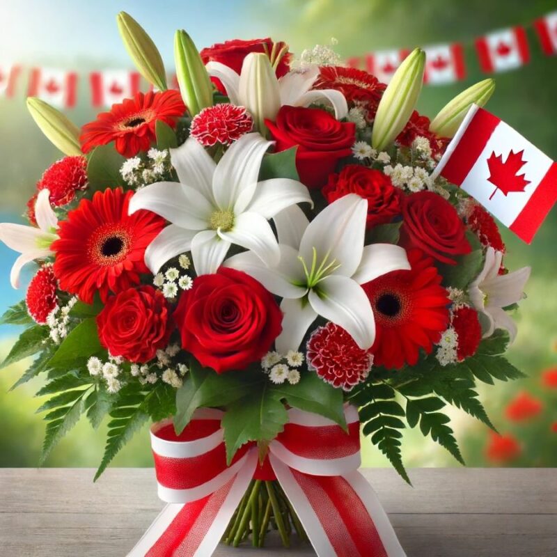 A beautiful bouquet of red and white flowers