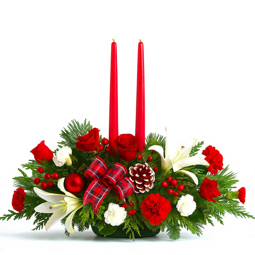 Snowy Night Blossom Christmas Centerpiece